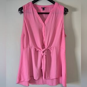 Torrid Hot Pink Front Tie Sleeveless Blouse Spring Summer Sz 1  (14/16) Plus